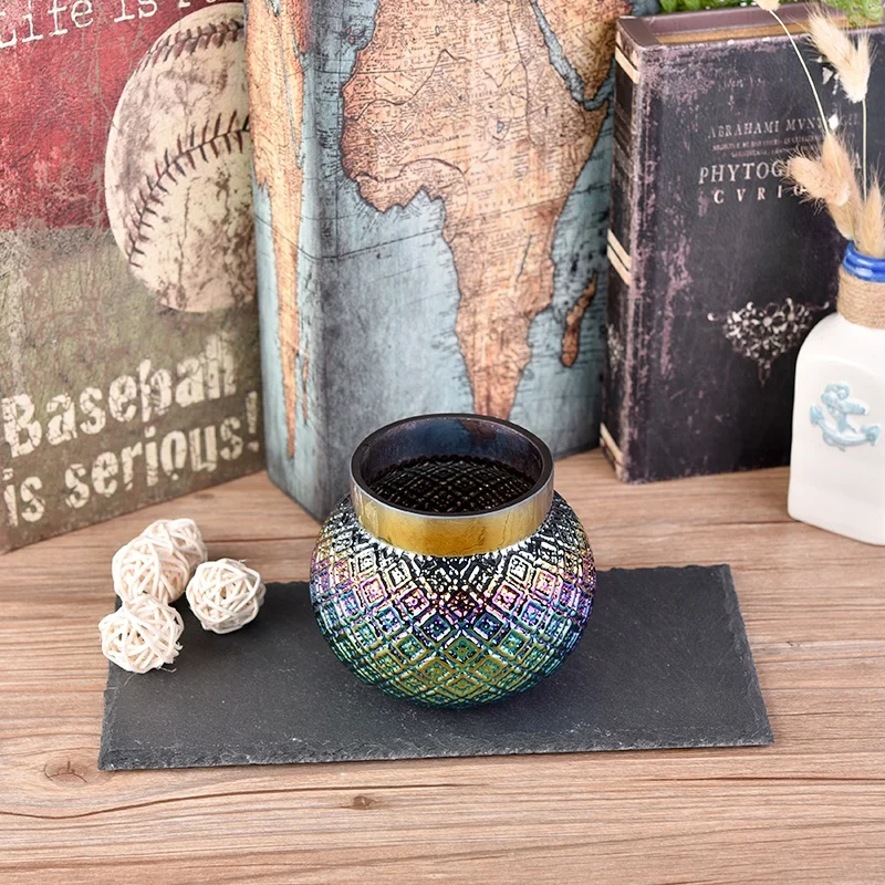 Luxury electroplating bowl candle container votive glass lid candle holder home decor factory