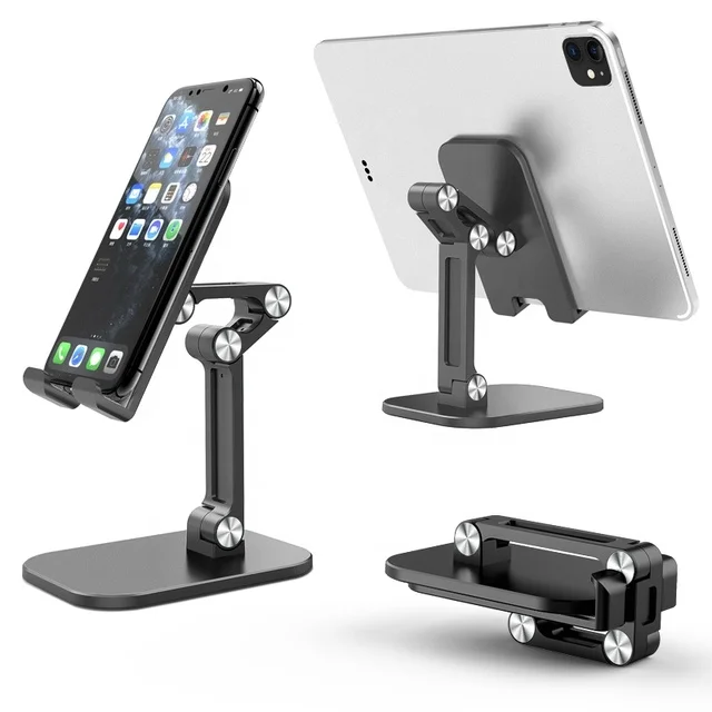 

Multi function foldable mobile phone holder and tablet can be adjusted Desktop tripod stand for phone, Silver