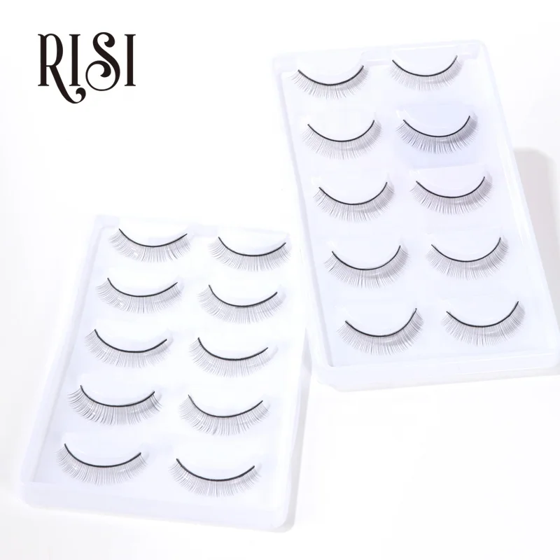 

RISI OEM/ODM Lashes Training 5 Pairs Lashes Practice For Beginner False Handmade Mink Practice Eyelashes