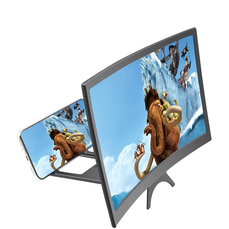 

ABS Acrylic big curved screen amplifier amplificador de pantalla para celular 3D mobile phone screen magnifier, Black
