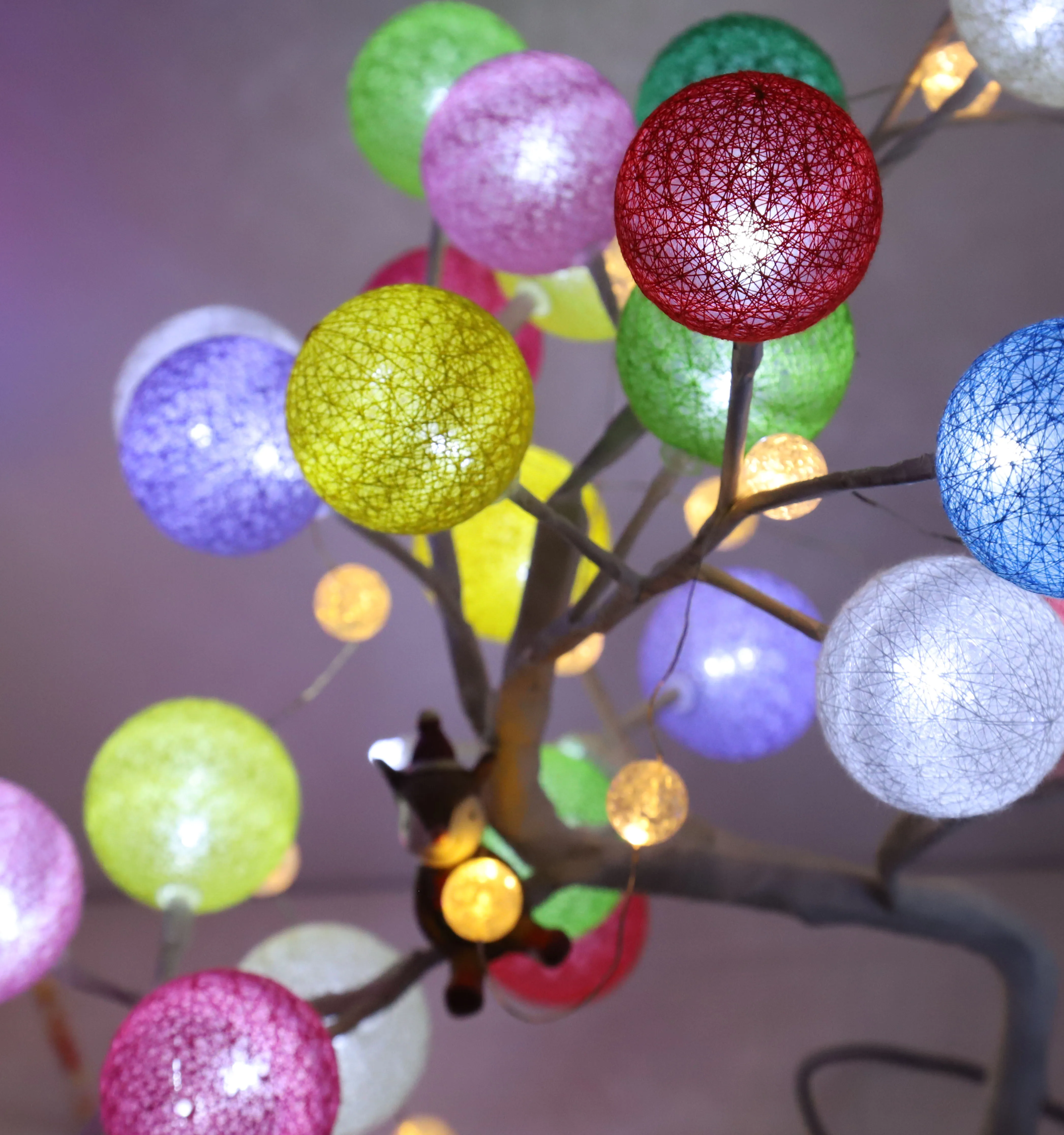 2020new design indoor Macaron color cotton ball tree lamp table lamp solar lights walmart