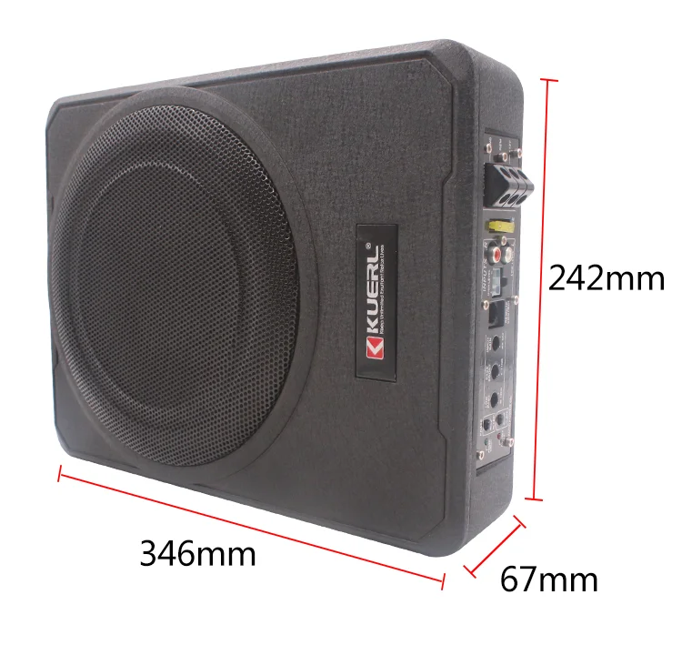 Professional 10in 600W Ultra-Thin Under-Seat Car Active Subwoofer Audio Bass Enclosure Speaker Amplifier Car Accessory Aramox Car Subwoofer