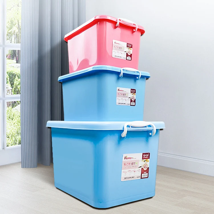 

Source Factory Multifunctional Durable Plastic Storage Boxes With Lids And Handles 7L-200L PP Containers Bin, Transparent ,pink, blue, green,rose red