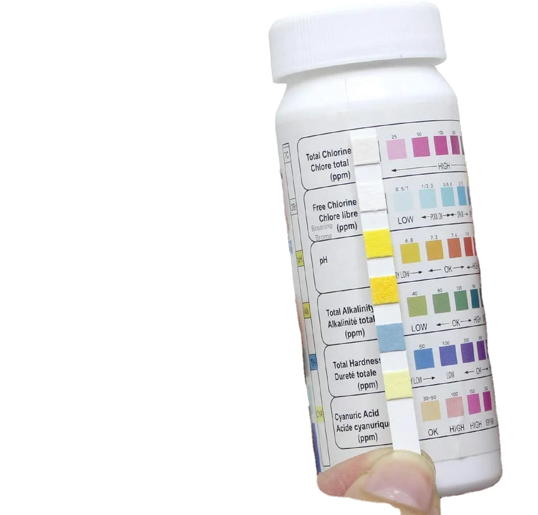 Popular Swimming Pool and Spa Water Chemistry Test Strips 6 in 1 Swimming Pool Test Paper