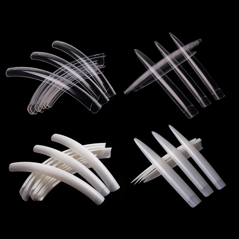 

10pcs Natural Clear XXL XXXL C Curve Super Extra Long Square Stiletto Nail Tips, Clear,natural