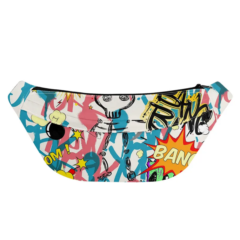 

Graffiti Print Outdoor Sports Swimming Beach Large Waist Bag Fanny Pack Pouch Phone Case Wallet Strap On Fanny Packs