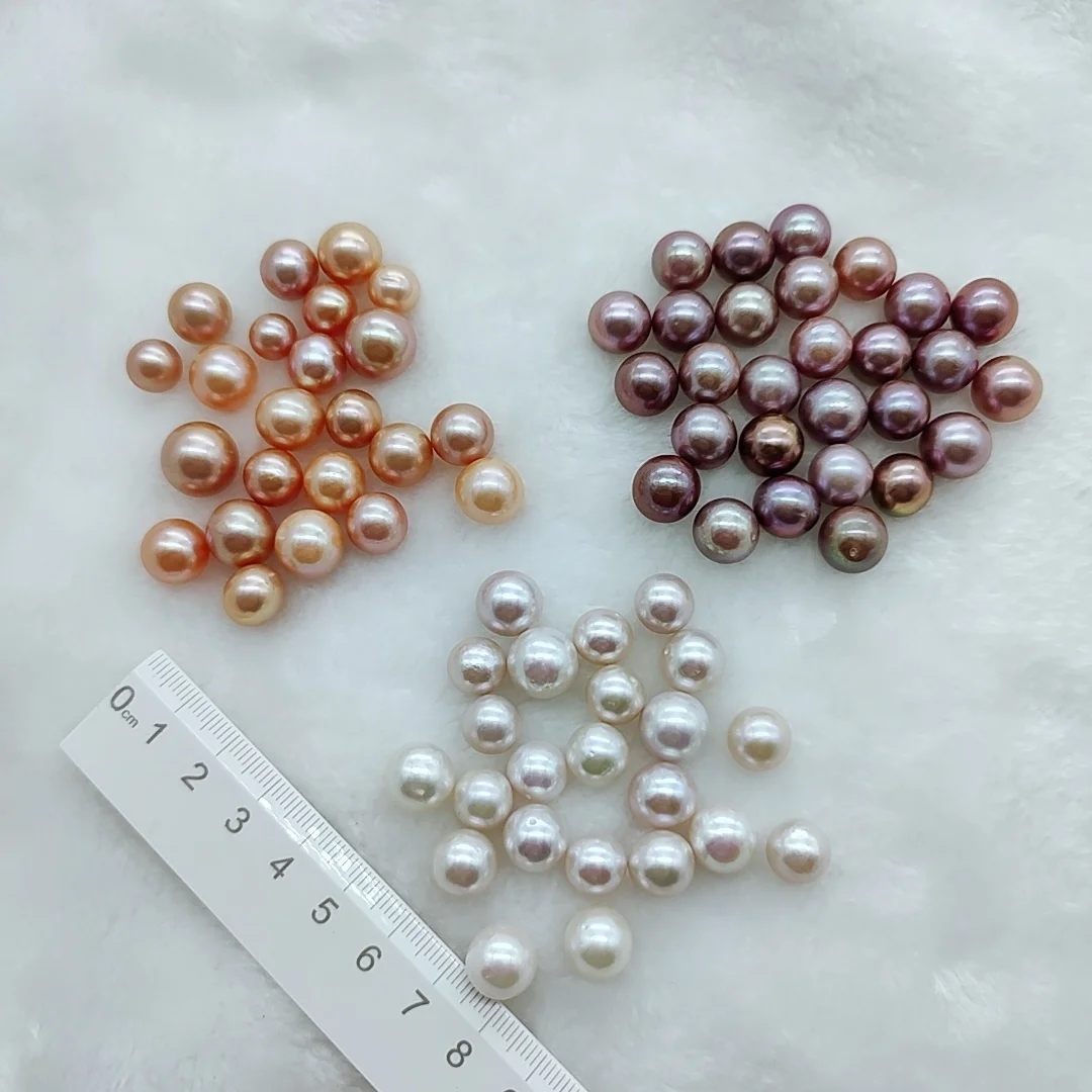 

AAAA+ grade 10-13mm Natural white orange purple good quality Loose Round Genuine Real Cultured Ediosn Freshwater Pearl