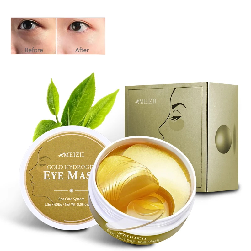 

AMEIZII OEM 24k Gold Hydrogel Eye Mask Gel Under Eye Patch Wrinkle Remover Parches Para Ojos Eyepatch Collagen Sleeping Eyemask