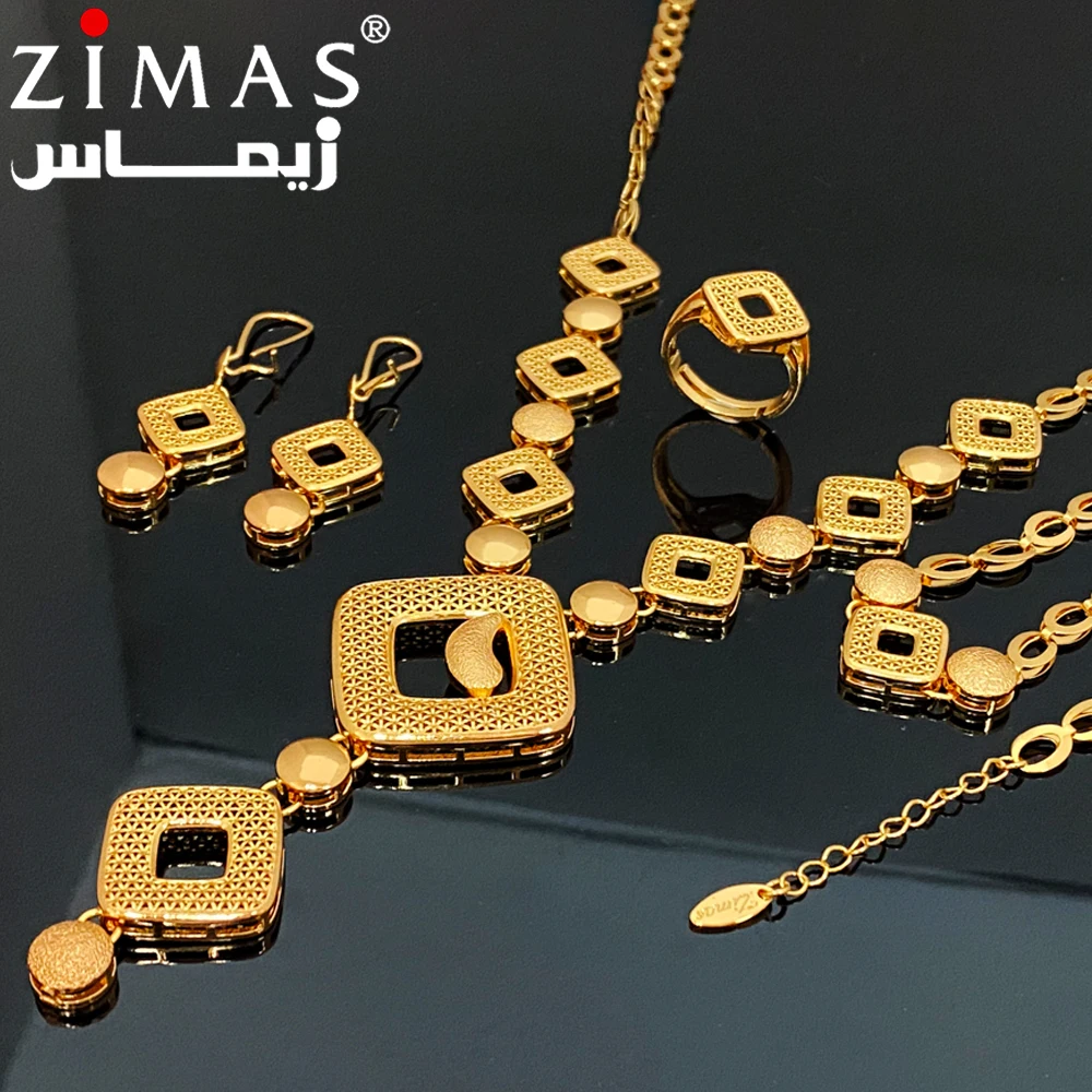 

saudi gold Jewelry sets Fashion 24k gold Plated copper Sets islamic jewelry womenwedding sets