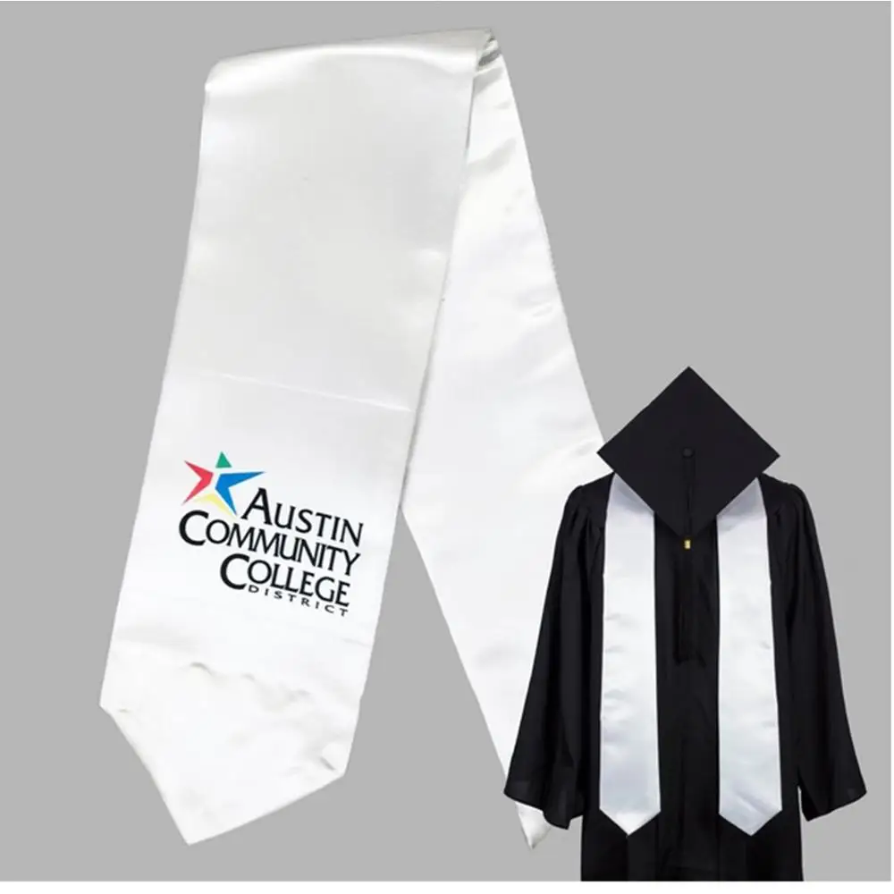 

different college logo printed graduating wear satin embroi graduation stole graduation sash, Custom colour