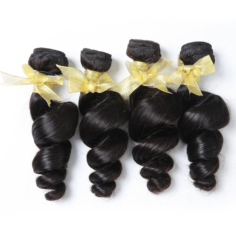 

Wholesale Bundles With Frontal 100% remy hair human bundles Brazilian loose Wave Wet and Wavy loose wave bundles with, Natural colors