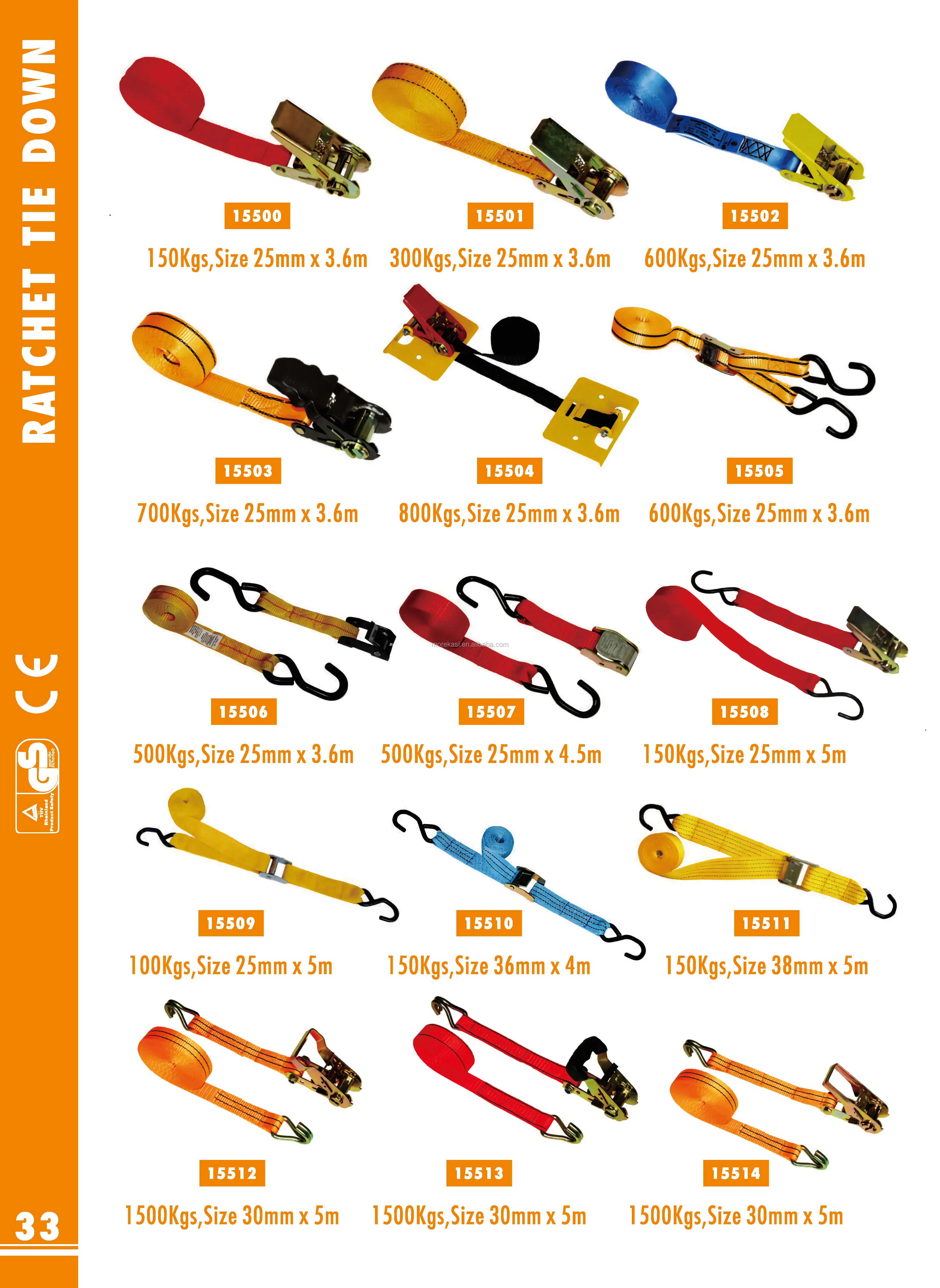 TIIKERI High Quality Truck Car Cargo Lashing Straps ratchet axle tie down straps Heavy Duty Cargo Lashing Straps