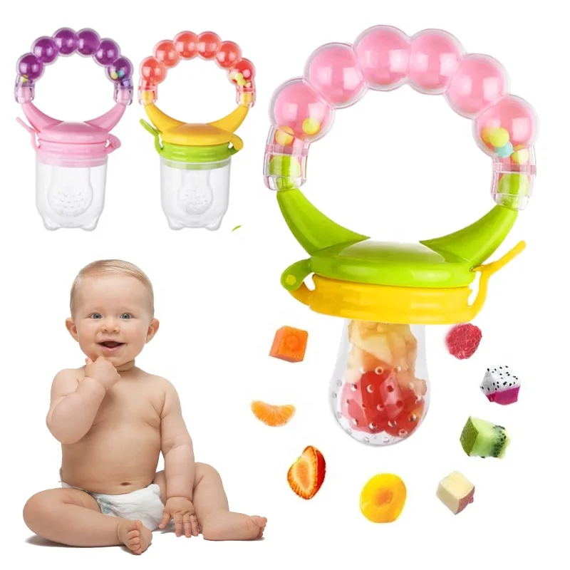 

Hot Sale Baby food feeding nipple baby fruit feeder Teether Clip with rattle