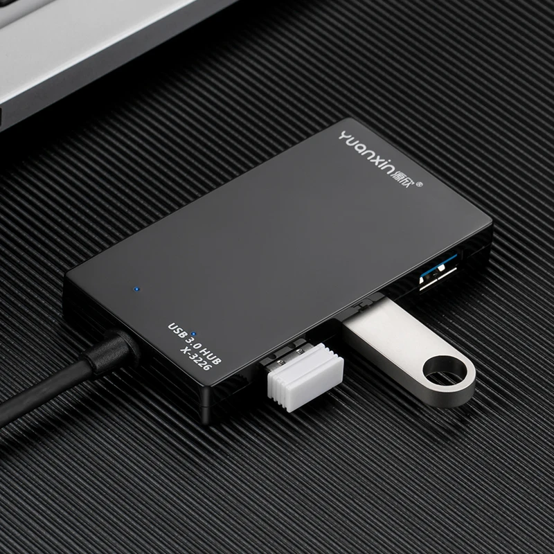 

4-Port USB 3.0 hub laptop docking station expansion for Surface Pro, MacBook, Black or customized