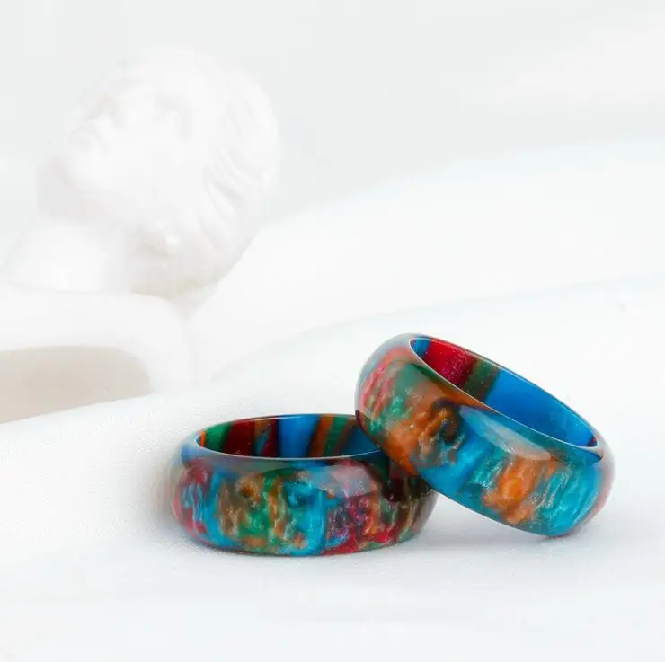 

New Retro acrylic resin personalized simple colorful rainbow European and American cross-border ring