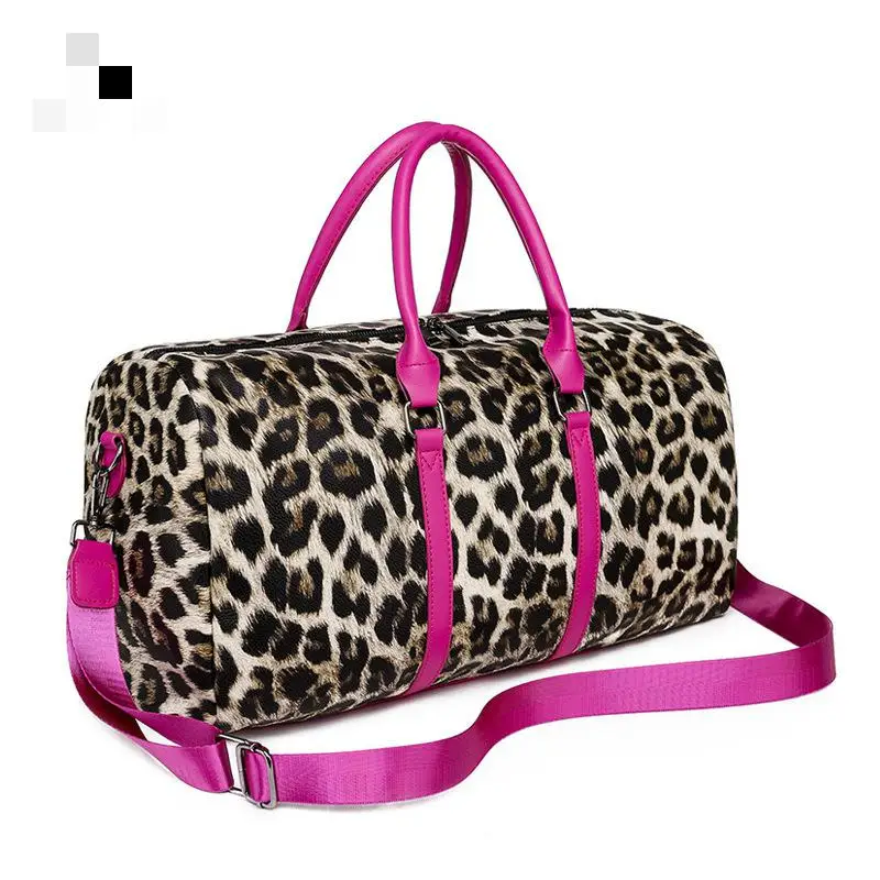 

2021 Fashion Sexy lady leopard printing pu leather Travel weekend Bag waterproof sports gym travel duffel bag bolsa hand, Different colors