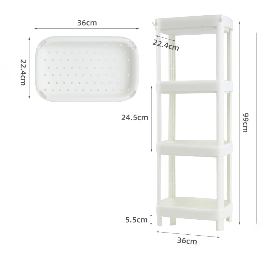 

plastic material modern style rectangle bathroom storage shelf, White