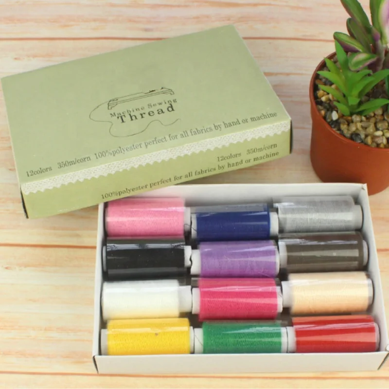 

12 Rolls / Box Mixed Colors Polyester Spool Sewing Thread Line Sewing Thread Hand Stitching DIY Threads