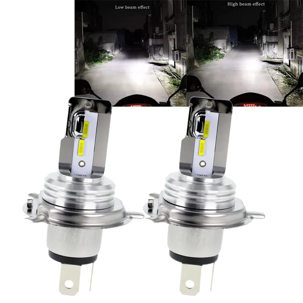 

9-80V Motorcycle Led Headlight H4 12W COB With High Low Beam Electric Car Bulbs White Aluminum 1500Lm Driving Fog Light
