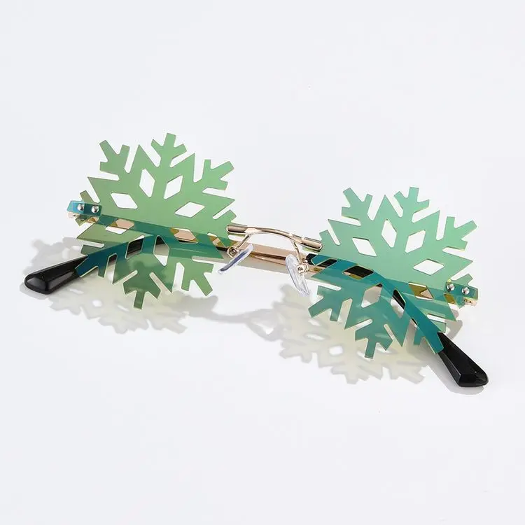 

New Fashion Christmas Snowflake Sunglasses Men Women Europe And America Rimless Party Dance Cross-border Glasses