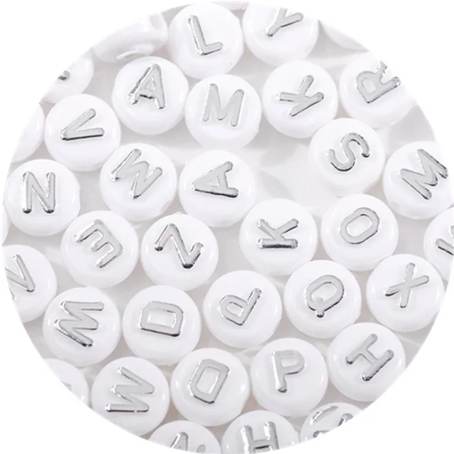 

Acrylic 10mm 500g/pack, convex English letter beads, round loose children's toy bracelet necklace DIY, Picture shows