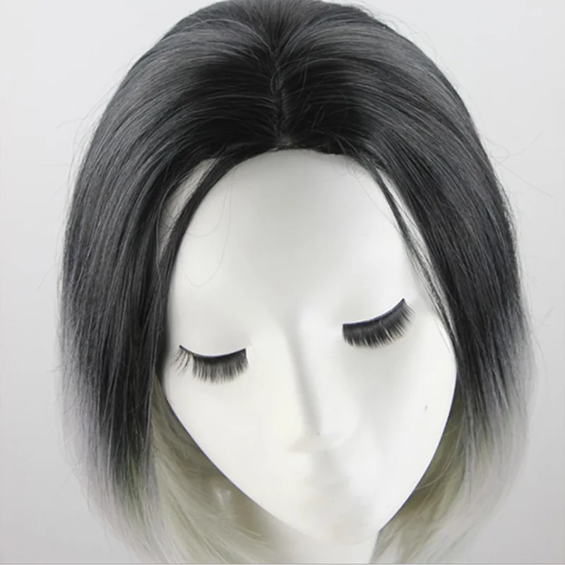 

12inch Middle Part High quality Synthetic Hair Short Bob Wig ombre grey heat resistant fiber non lace wig, Gold ombre