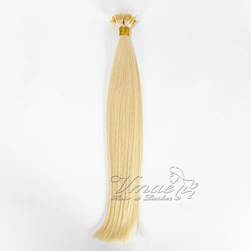 

Vmae 100g Full Cuticle Aligned Double Drawn #60 Platinum blonde Virgin Russian Nano Ring Hair Pre Bonded Human Extension