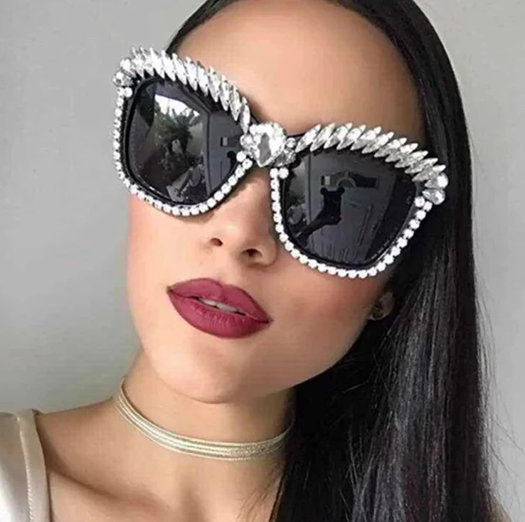 

High Quality Women Cool Fashion Diamond Sunglasses, Multi-color or customer color