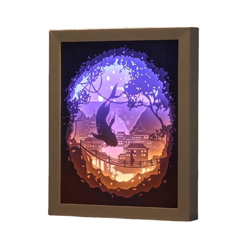 

Eco Friendly Cheap 3D Shadow Box Frame Night Light Shadow Painting Plastic Wood Shadow Box