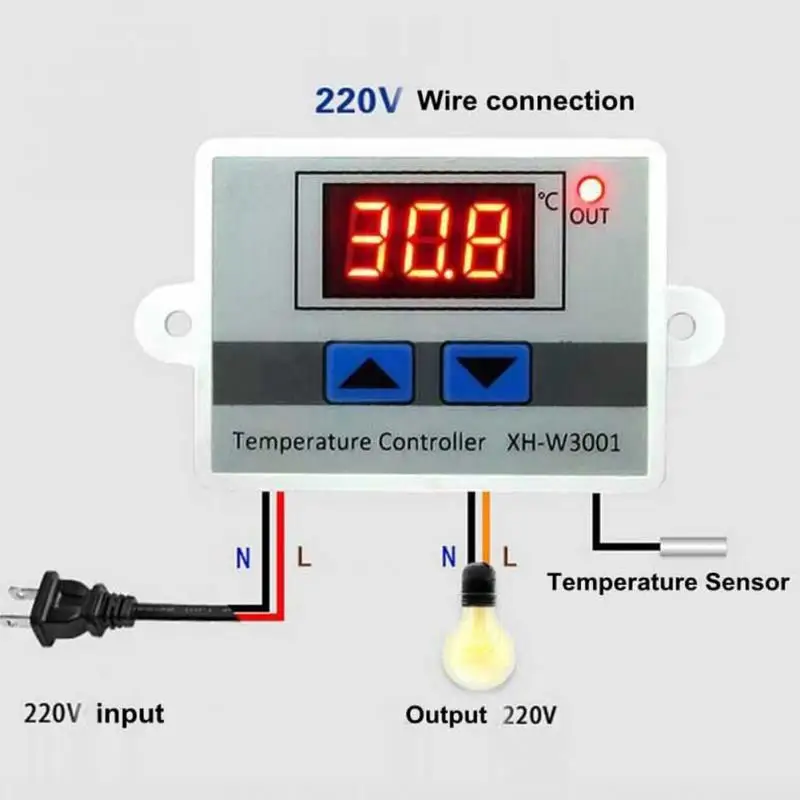 

XH W3001 10A 12V 24V 110V 220V AC Digital LED Temperature Controller XH-W3001 Cooling Heating Switch NTC Sensor Thermostat