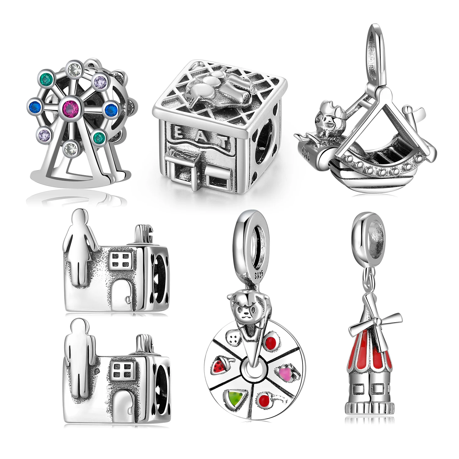 

Real 925 sterling silver Amusement park pirate ship Pendants DIY fashion charm for bracelets fashion jewelry making bulk