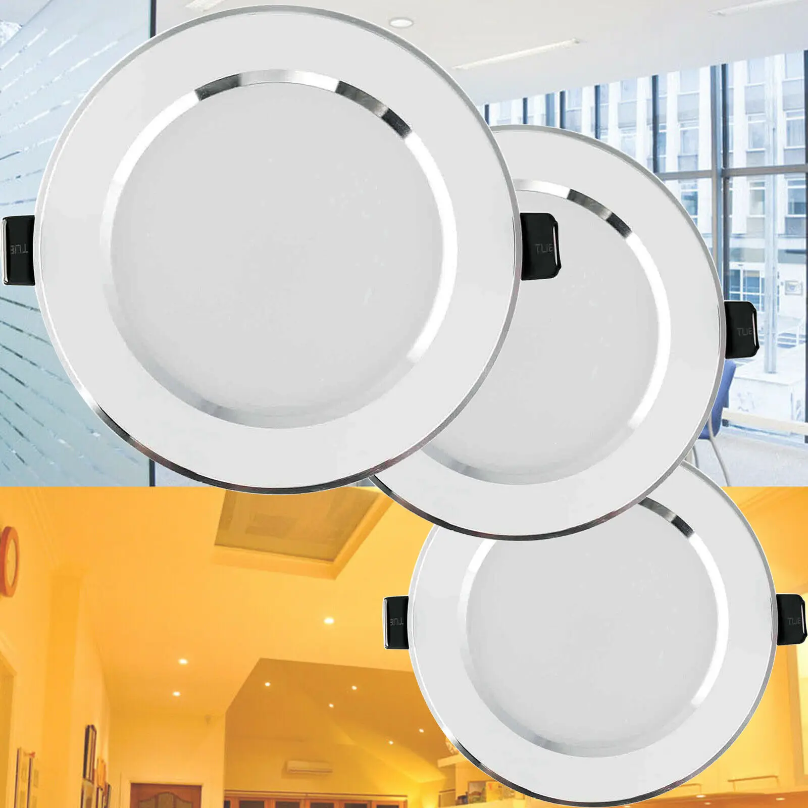 Dimmable  LED Recessed Ceiling Downlight 3W 5W 7W 9W 12W 15W 18W 21W Light Silver Lamps 85-265V Bright Cool Neutral Warm White