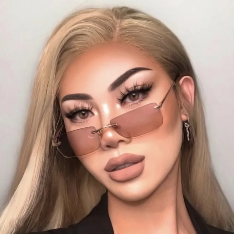 

New 2021 Borderless Vintage Black White Square Sunglasses For Women Fashion Brand Oversized Sun Glasses