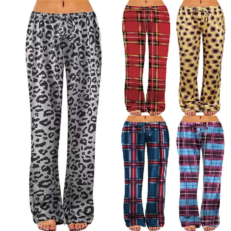 

Wholesale Women Lounge Pants Comfy Pajama Bottom with Pockets Stretch Plaid Sleepwear Drawstring Pj Bottoms Pants, As picture
