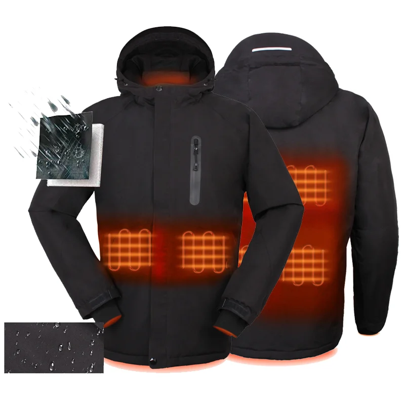 

2020 winter OEM Wholesale power bank jacket warm keeper coat rechargeable battery waterproof heated jacket heated coat, Black,red, pink, blue, khaki, brown