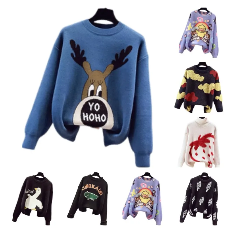 

2021 female fashion Korean style turtleneck blouse winter spring knitted sweater