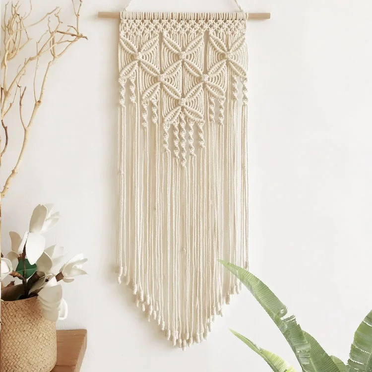

Macrame Wall Hanging Boho Chic Bohemian woven tapestry wall hanging macrame cotton tapestry for Room Office Kitchen Decor, White orange blue pink or customized customized color