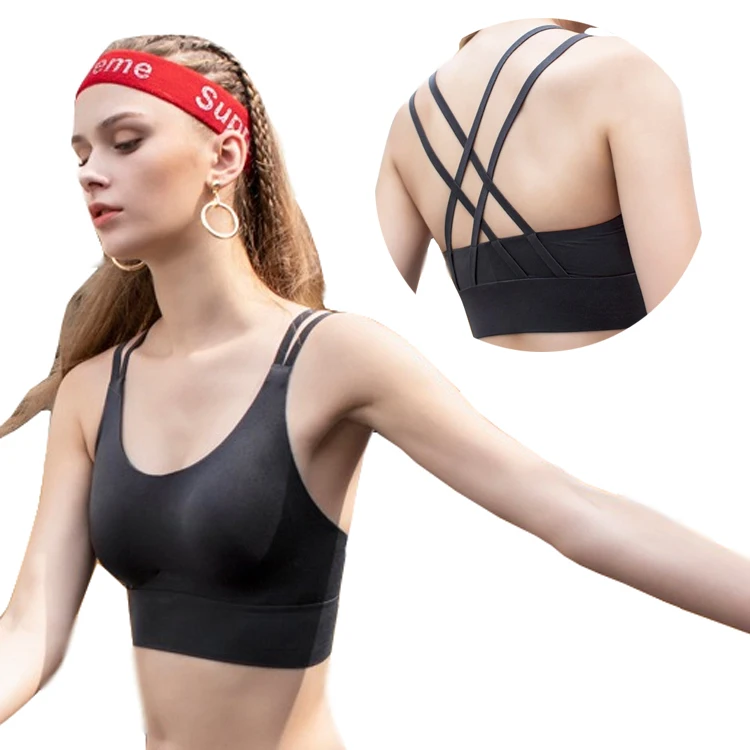 

Wholesale Wireless fitness yoga wear women underwear sport Running bra, Black, wine red, green, light purple, yellow