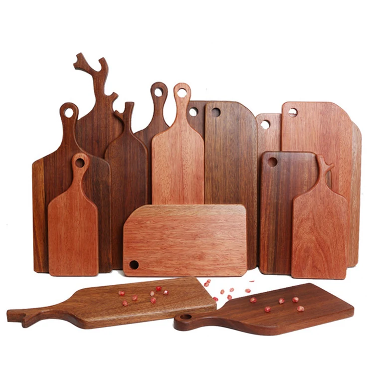 

Luxurious Japanese Style Red  Logo Kitchen Wooden Cutting Board with Handle