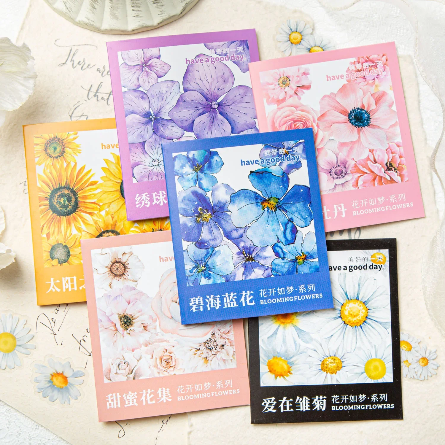 

50 Pieces Pet Stickers Flowers Bloom like a Dream Series Watercolor Flowers Journal Decoration into 6 Choices
