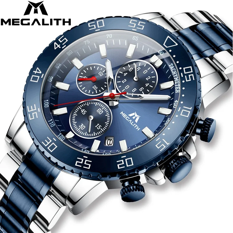 

Relojes Hombre Megalith Top Brand Custom Logo High Quality Watches Calendar Luxury Wristwatches For Men Stainless Steel Watch