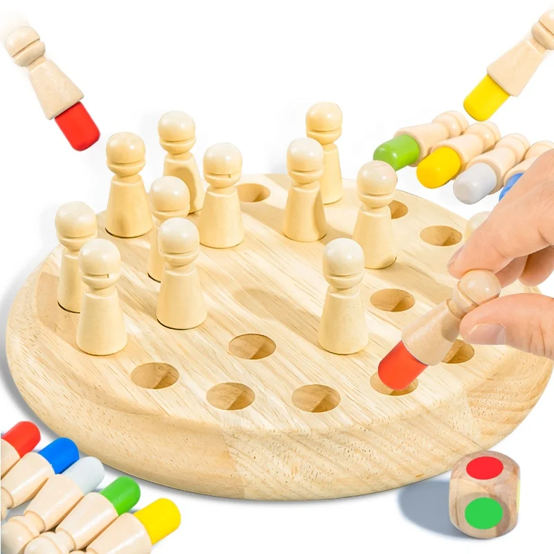 

Kids Educational Wooden chess Toy Learning Color Sensory Toys Memory color chess set Puzzle Game Party Game educational toys