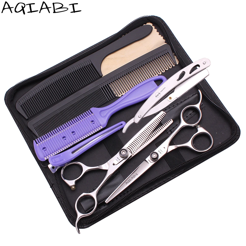 

Professional Beauty Scissors 6'' AQIABI Japanese 440C Hair Cutting Scissors Thinning Shears Hairdressing Scissors A2002, Shiny
