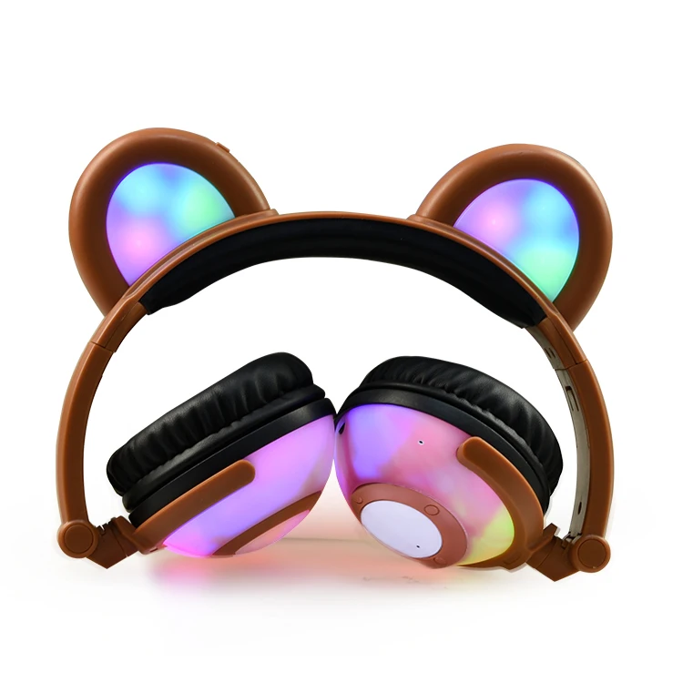 

Cute bear ear headphone for children birthday gift Led glowing kids headsets