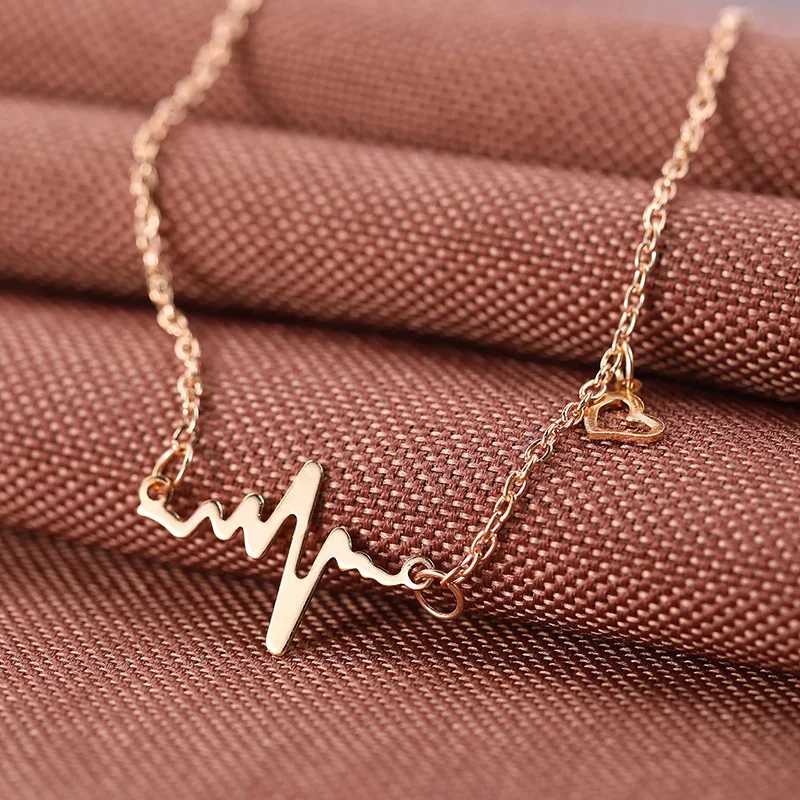 

00258-1 Japan and South Korea fashion new simple popular ECG clavicle sweater chain necklace