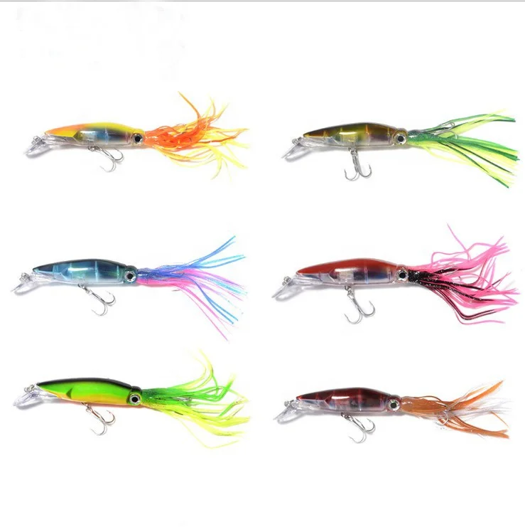 

1pcs Fishing Lure 23cm/38.5g 18cm/19.5g Plastic Squid Lure With Treble Hook 3D Fish Eye Minnow Fishing Hard Bait