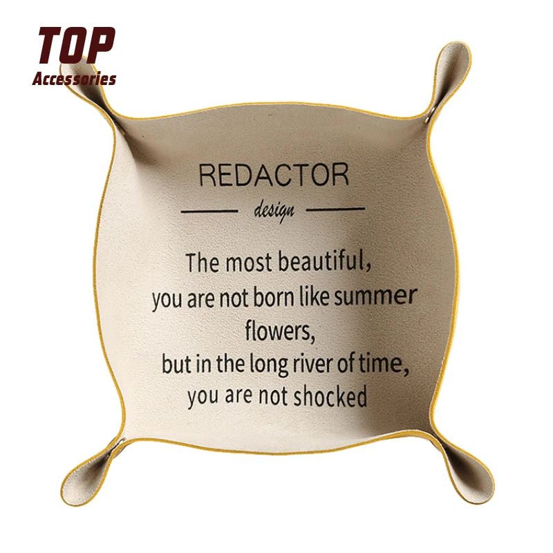 

Hot Sale Luxury Pu Leather Serving Tray Jewelry Leather Tray for Women