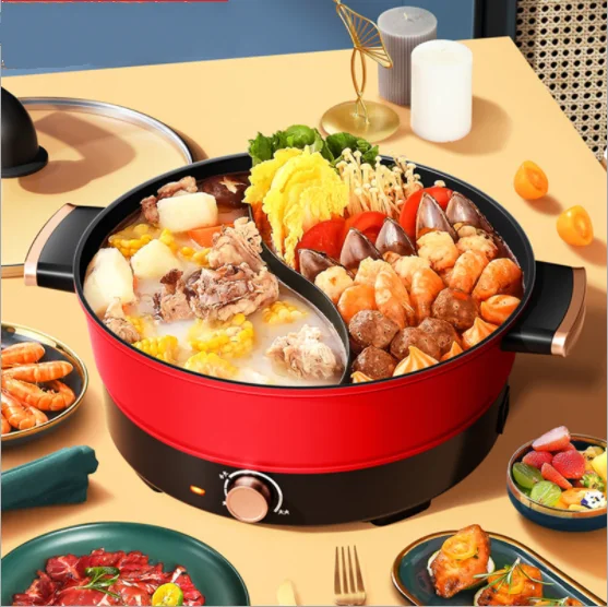 

Amazon Best Selling European Style Multi Function Aluminum Hot Pot Household Large Capacity Hot Pot, Red black