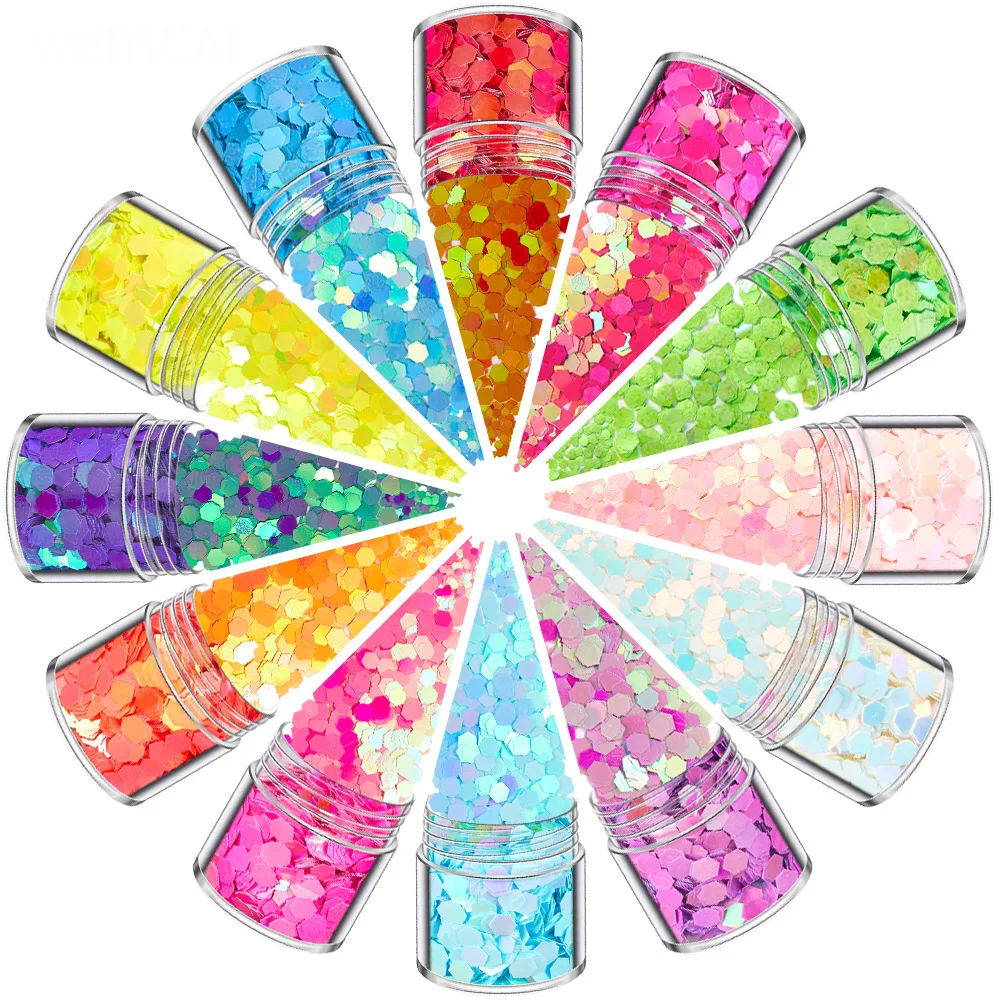 

12 Color Mixed Christmas Round Nail Art Face body Shadow Beauty Makeup Shinning Glitter Powder, Picture
