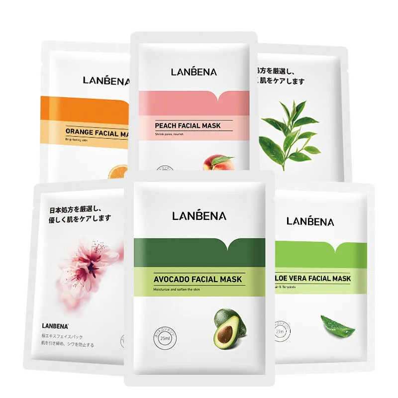 

LANBENA Face Mask Sets Lighten Tighten Brighten Whitening Moisturizing Water Fruit Plant Extract Masks Skin Essence Facial Care